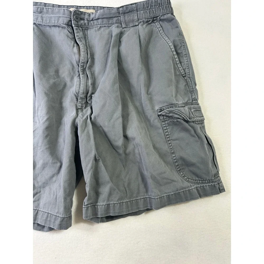 Munsingwear Mens Cargo Shorts‎ Gray Cotton Pleated Elastic Waist Size 36 GS93